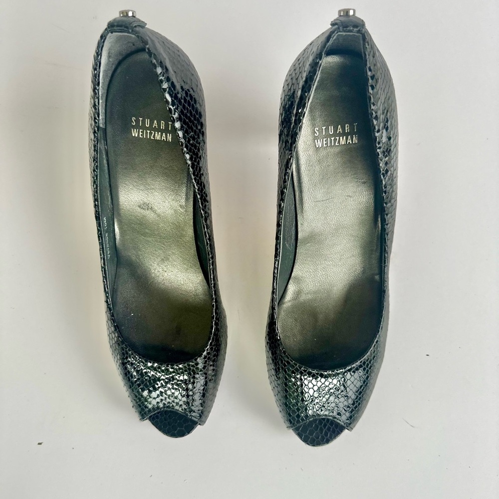 Stuart Weitzman Black Snakeskin Heels